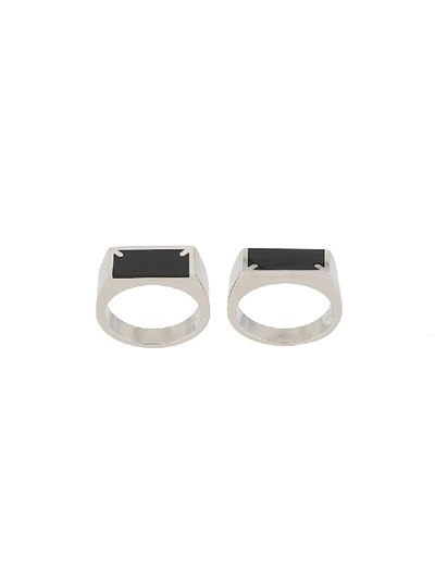 Shop Maison Margiela Double Stack Rings In Silver