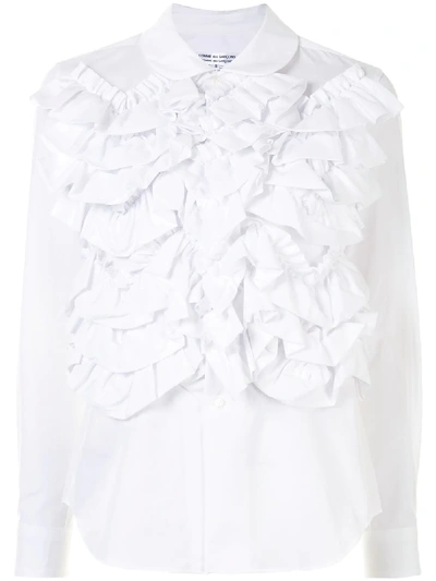 Shop Comme Des Garçons Comme Des Garçons Ruffled Front Shirt In White