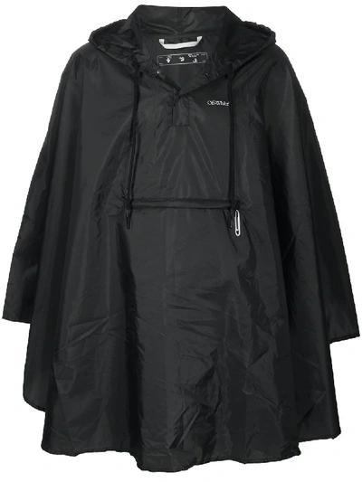 Shop Off-white Logo-print Cape-style Raincoat In Black
