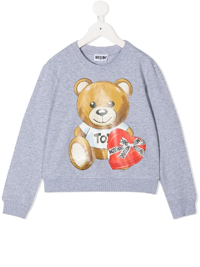 Shop Moschino Teddy Bear Print Sweatshirt In Grey