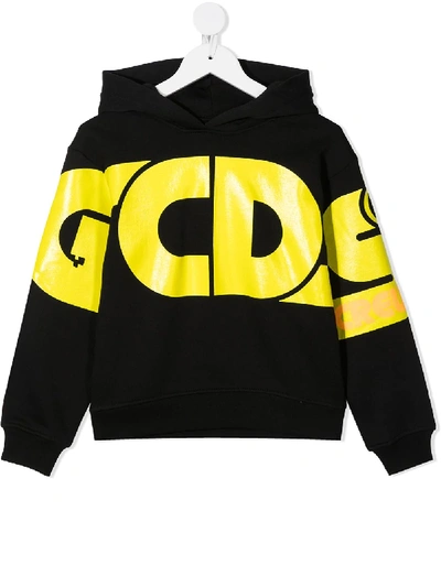 Shop Gcds Logo Print Hoodie In Black