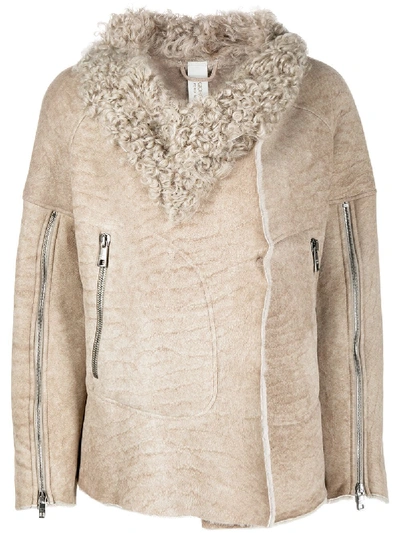 Shop Giorgio Brato Shearling Trim Coat In Neutrals