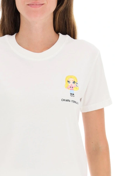 Shop Chiara Ferragni T-shirt Cfmascotte Embroidery In White