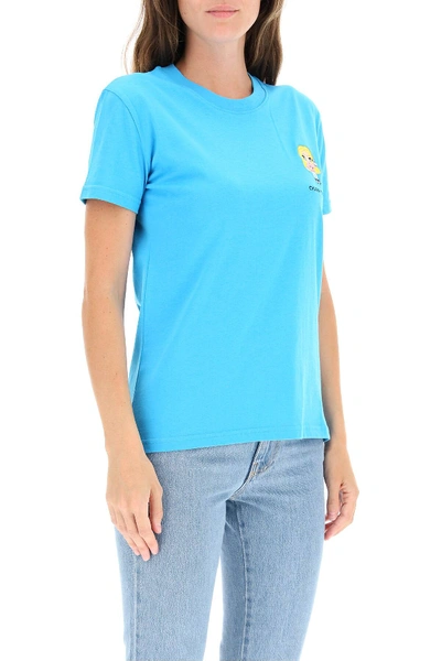 Shop Chiara Ferragni T-shirt Cfmascotte Embroidery In Light Blue
