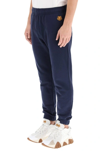 Shop Kenzo Jogger Pants Tiger Patch In Blue