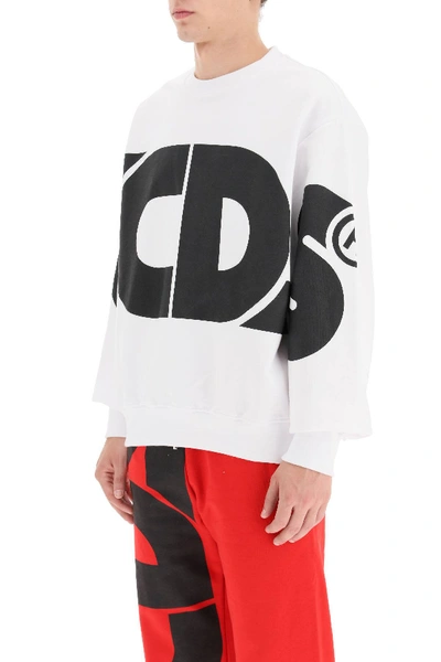 Shop Gcds Round Tee Sweatshirt Maxi Logo In White,black