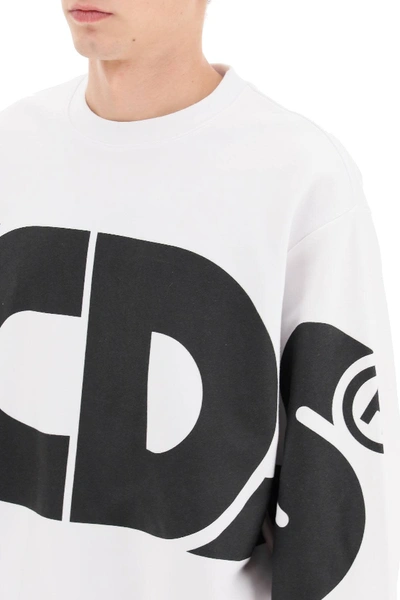 Shop Gcds Round Tee Sweatshirt Maxi Logo In White,black