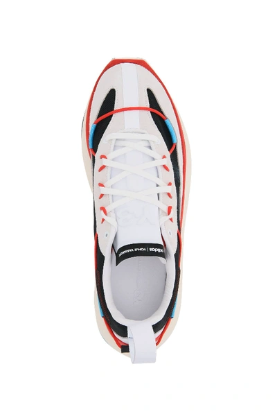 Shop Y-3 Shiku Run Sneakers In White,red,light Blue