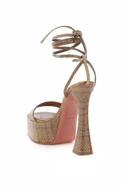 Shop Amina Muaddi Vita Platform Sandals In Brown,beige