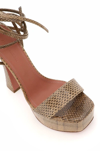 Shop Amina Muaddi Vita Platform Sandals In Brown,beige