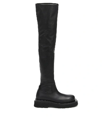 Shop Bottega Veneta Leather Over-the-knee Boots In Black