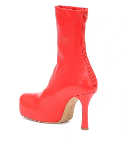 Shop Bottega Veneta Bold Leather Ankle Boots In Red