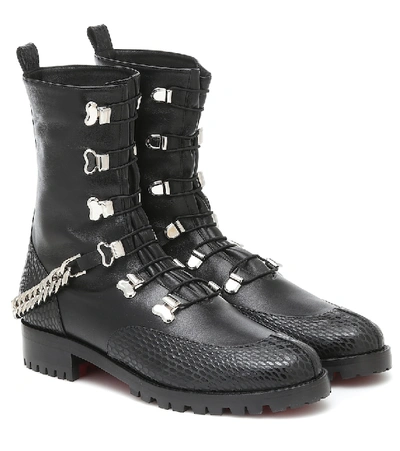 Christian Louboutin Chain-Midsole Red Sole Ankle Boot Black