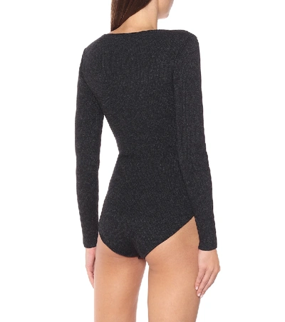 Shop Jacquemus Le Body Adour Ribbed-knit Bodysuit In Black