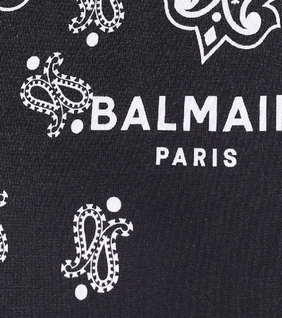 Shop Balmain Paisley Cotton T-shirt In Black