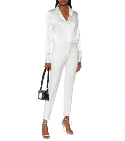 Shop Tom Ford Stretch-wool Slim Pants In White