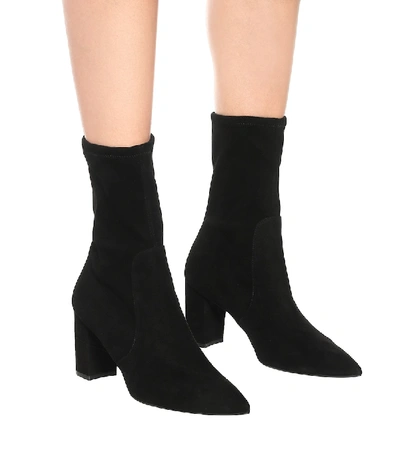 Shop Stuart Weitzman Landry 75 Suede Ankle Boots In Black