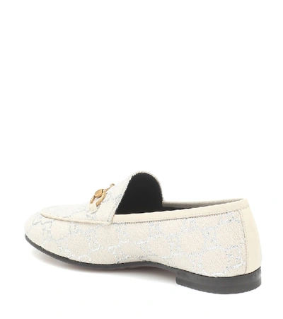 Shop Gucci Jordaan Gg Jacquard Loafers In White