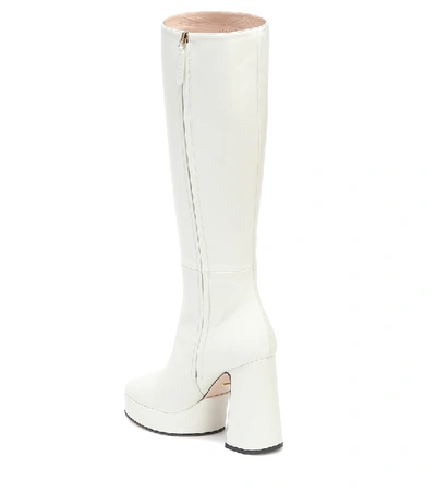 Shop Gucci Leather Knee-high Platform Boots In White