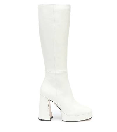 Gucci Madame Leather Knee-high Platform Boots In White | ModeSens