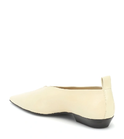 Shop Jil Sander Leather Ballet Flats In White