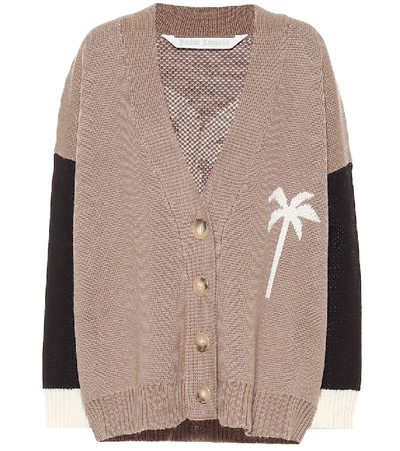 Shop Palm Angels Wool Cardigan In Beige