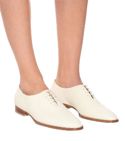 Shop Gabriela Hearst Collins Leather Derby Shoes In White