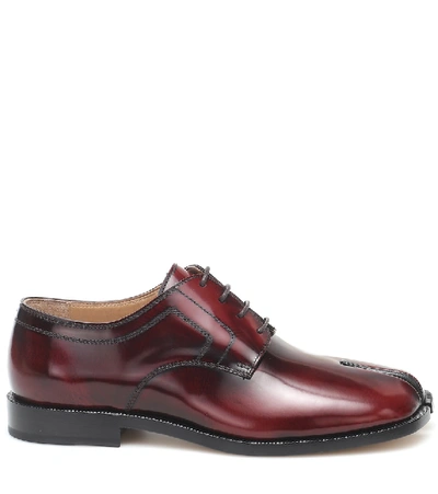 Shop Maison Margiela Tabi Leather Derby Shoes In Red