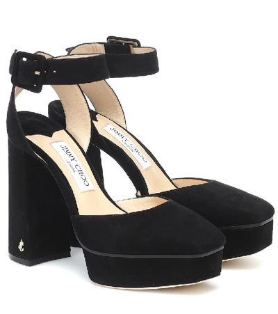 Shop Jimmy Choo Jinn 125 Suede Platform Pumps In Black