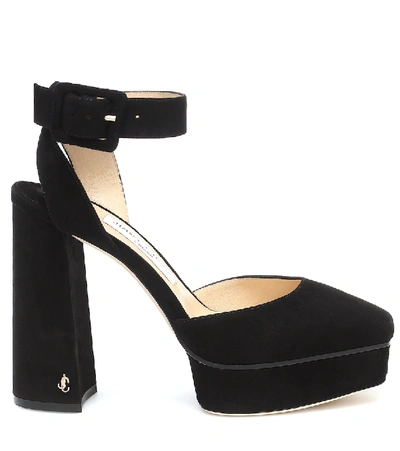 Shop Jimmy Choo Jinn 125 Suede Platform Pumps In Black