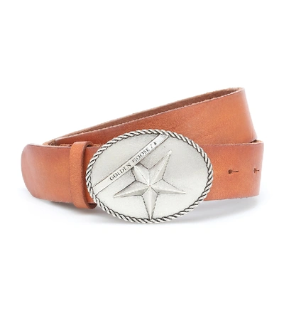 Shop Golden Goose Star Buckle Leather Belt In Brown