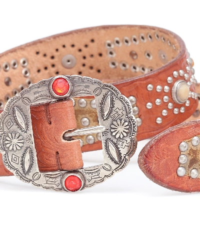 Shop Golden Goose Texas Rodeo Embellished Leather Belt In Brown