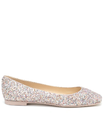 Shop Jimmy Choo Modell Glitter Ballet Flats In Multicoloured