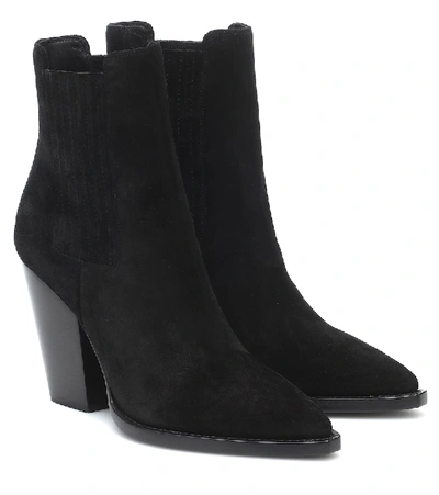 Saint Laurent Theo 100 Black Suede Chelsea Boots In Black