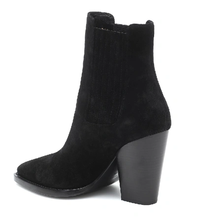 Shop Saint Laurent Theo 95 Suede Ankle Boots In Black