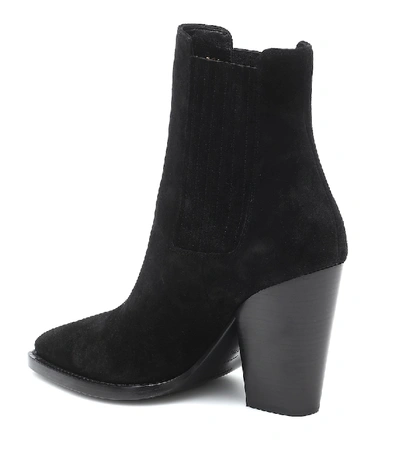Saint Laurent Theo 100 Black Suede Chelsea Boots In Black