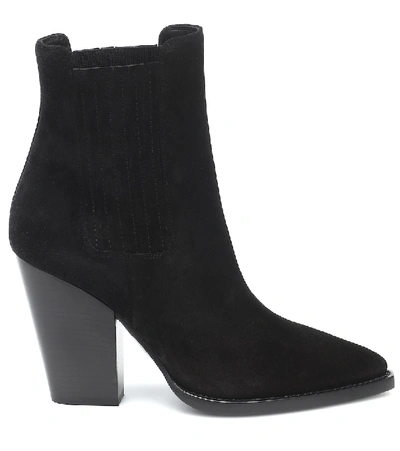 Saint Laurent Theo 100 Black Suede Chelsea Boots In Black