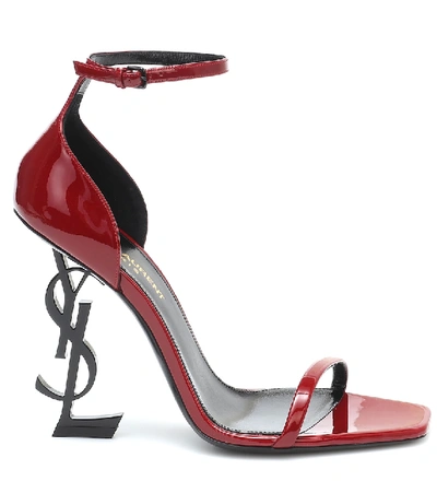 Shop Saint Laurent Opyum 110 Patent Leather Sandals In Red