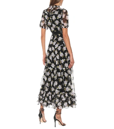 Shop Erdem Elinor Floral Silk Voile Maxi Dress In Black