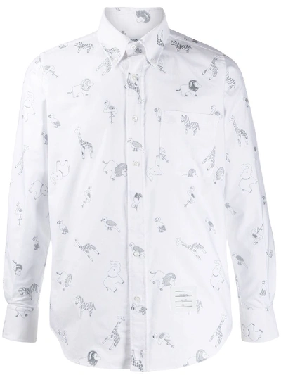 Shop Thom Browne Animal Print Button Down In White