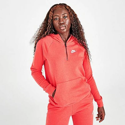 Shop Nike Women's Sportswear Essential Quarter-zip Hoodie In Orange