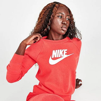 Shop Nike Women's Sportswear Essential Fleece Crew Sweatshirt In Red