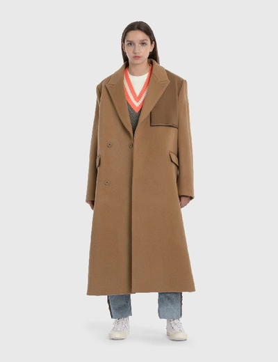 Shop Ader Error Oversized Wool Double Coat In Beige