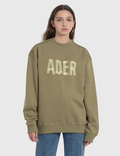 Shop Ader Error Tape Logo Sweatshirt In Beige