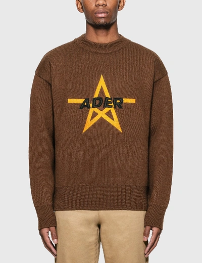 Shop Ader Error Aspect Knitted Sweater In Brown