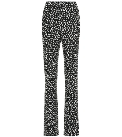 Miu Miu Printed Jersey Straight Pants In Black