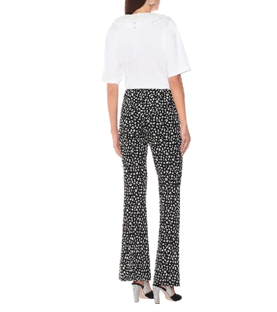 Miu Miu Printed Jersey Straight Pants In Black