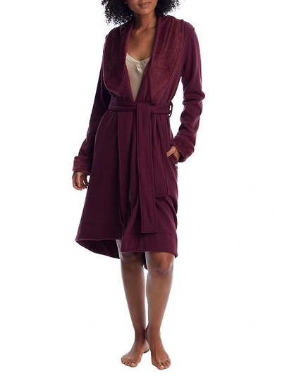 Shop Ugg Duffield Shawl Collar Plush Robe In Wild Grape