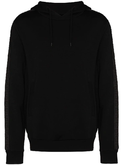 Shop Fendi Logo-tape Cashmere Hoodie In Black
