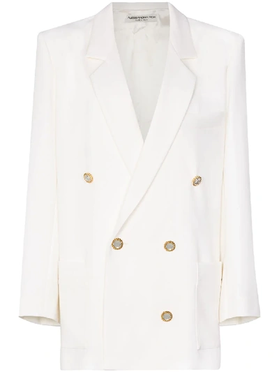 Shop Alessandra Rich Double-breasted Blazer Jacket In White